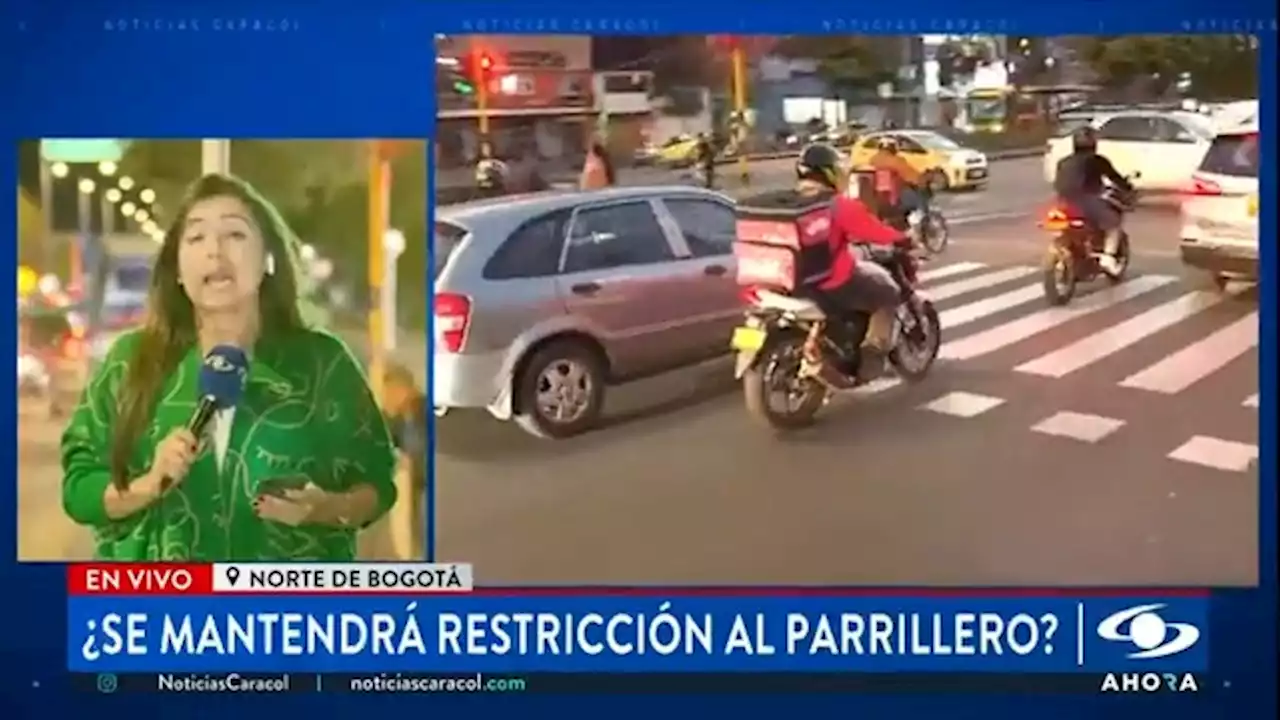 Restricción de parrillero en Bogotá se levanta a partir del primero de julio