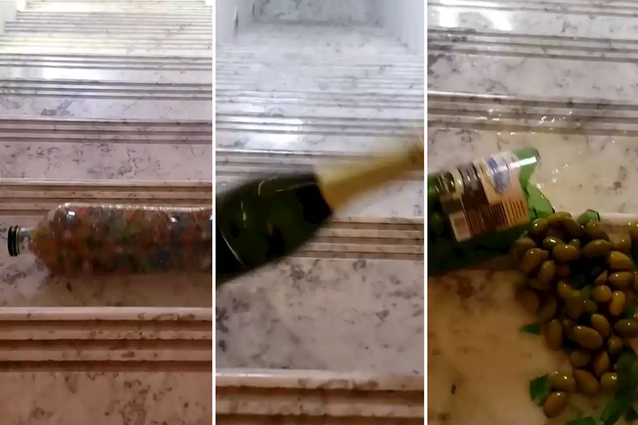 Bizarre video of glass bottles rolling down stairs goes viral with 200M TikTok views