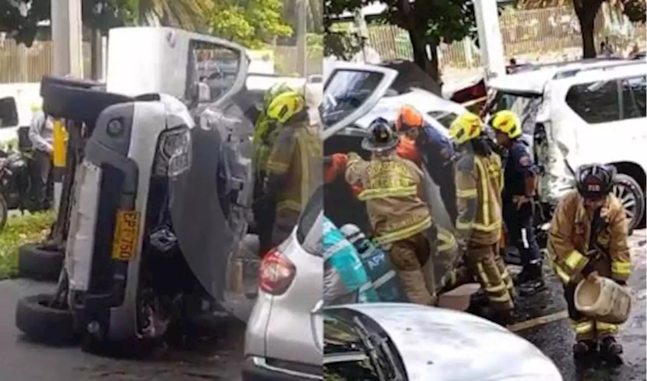 [Video] Camionetas se estrellaron y una terminó volcada; hay una mujer herida - Pulzo