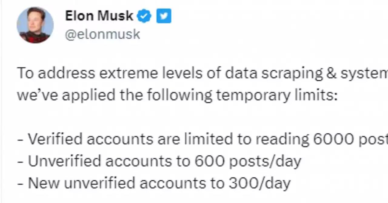 Elon Musk limita il numero dei Tweet che si possono leggere in un giorno