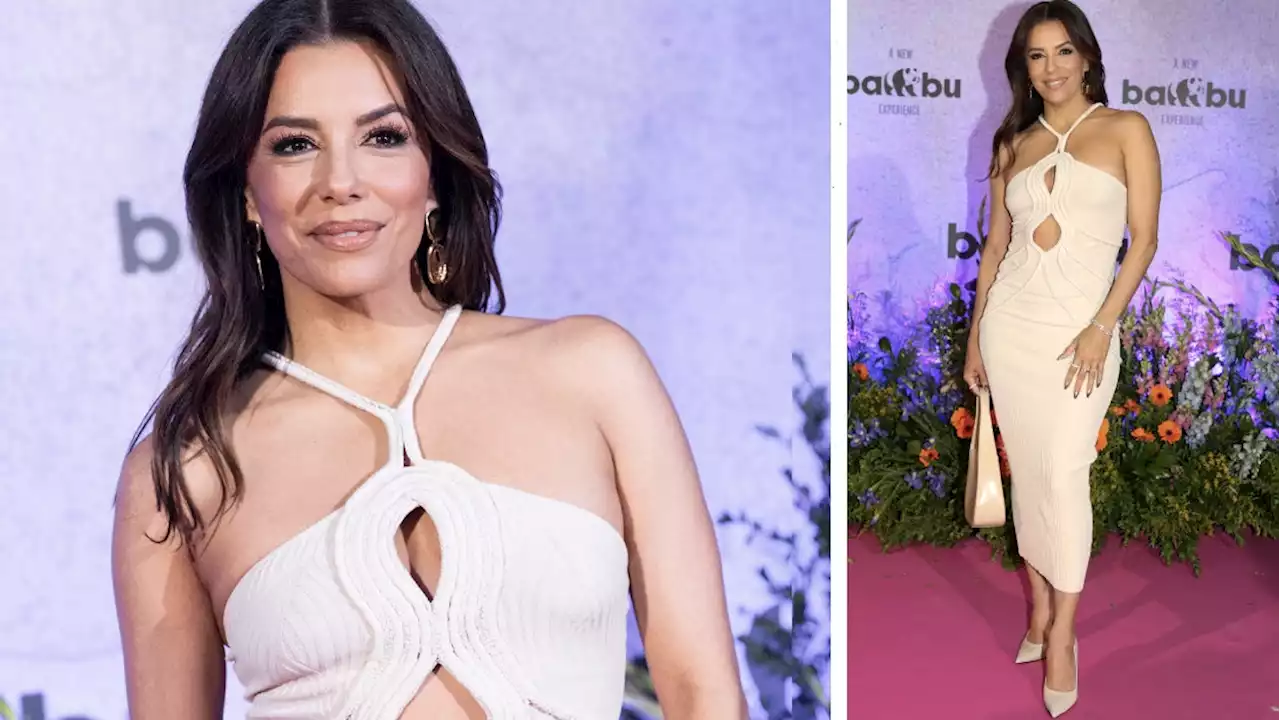 Eva Longoria conquista en Madrid con un vestido midi y zapatos de tacón elegantes