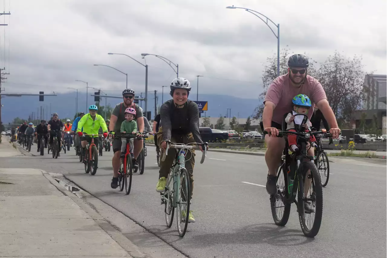 Cyclists flood Anchorage streets for the second annual ‘Critical Mass’ ride