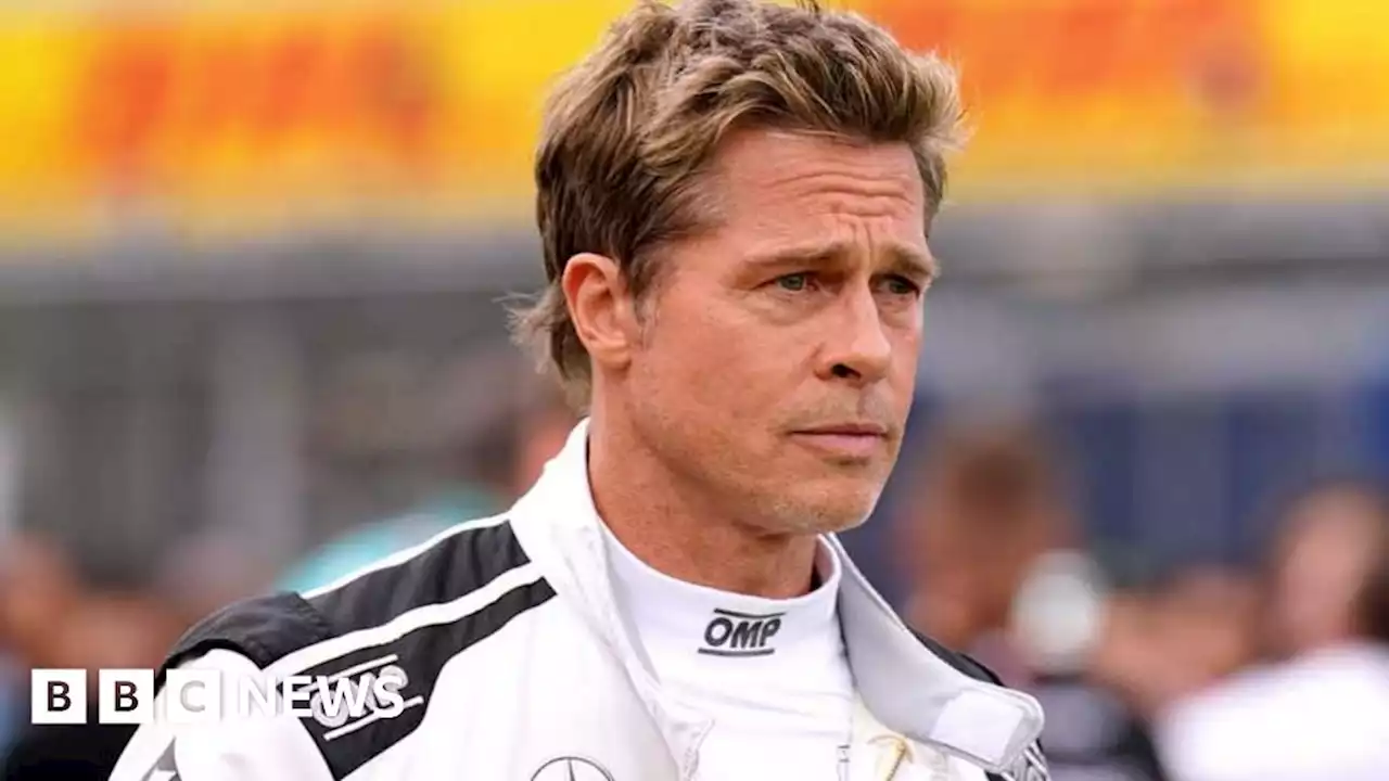 Brad Pitt films at Silverstone during F1 British GP weekend