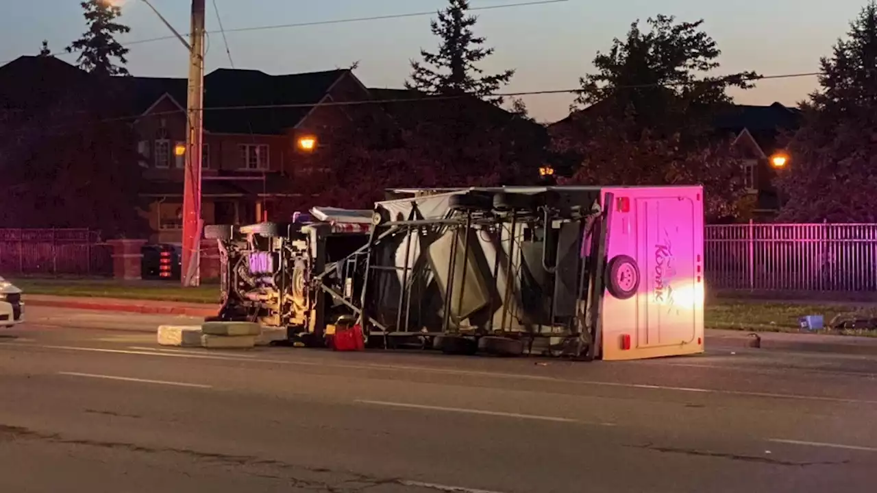 Four people injured after vehicle rollover in Brampton