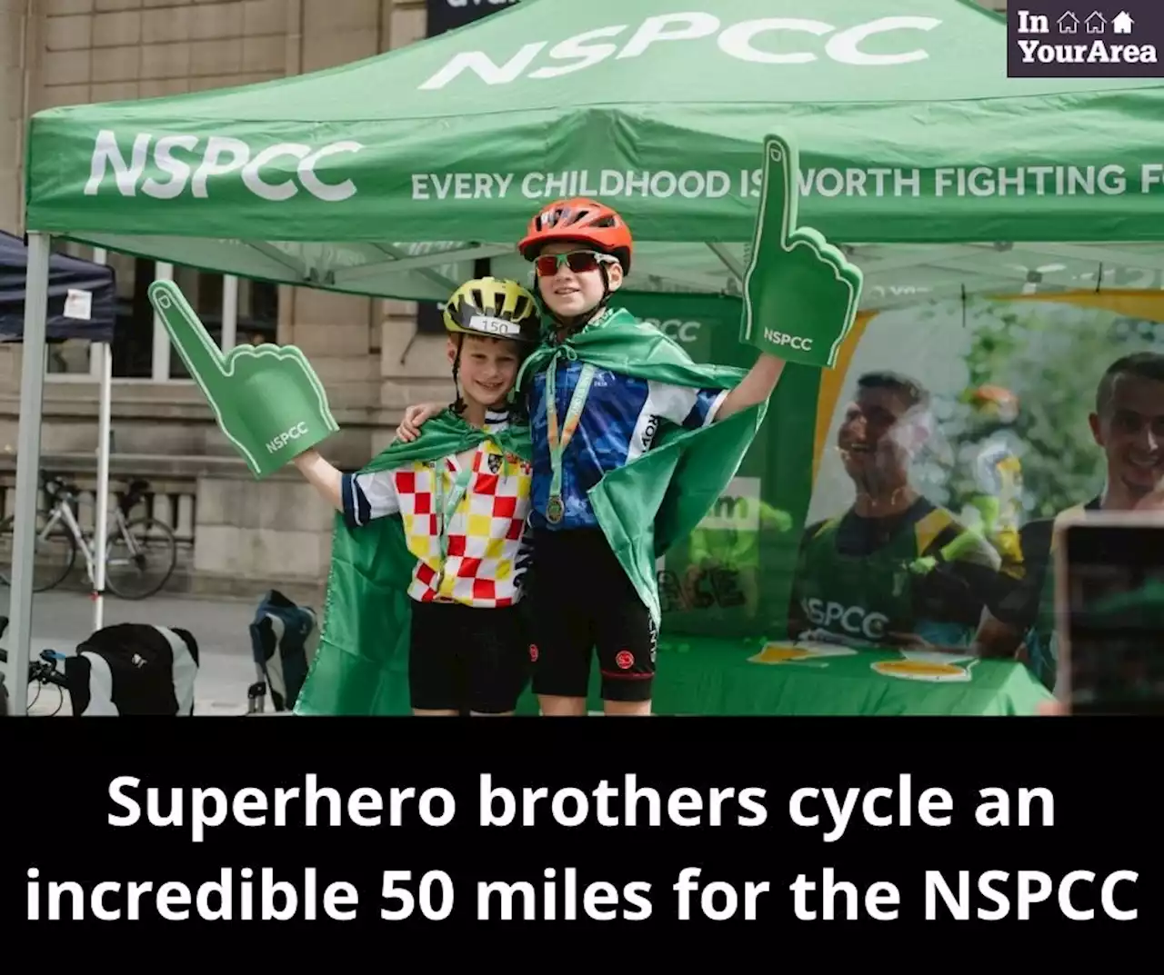 Superhero brothers cycle between Chester and Liverpool for NSPCC