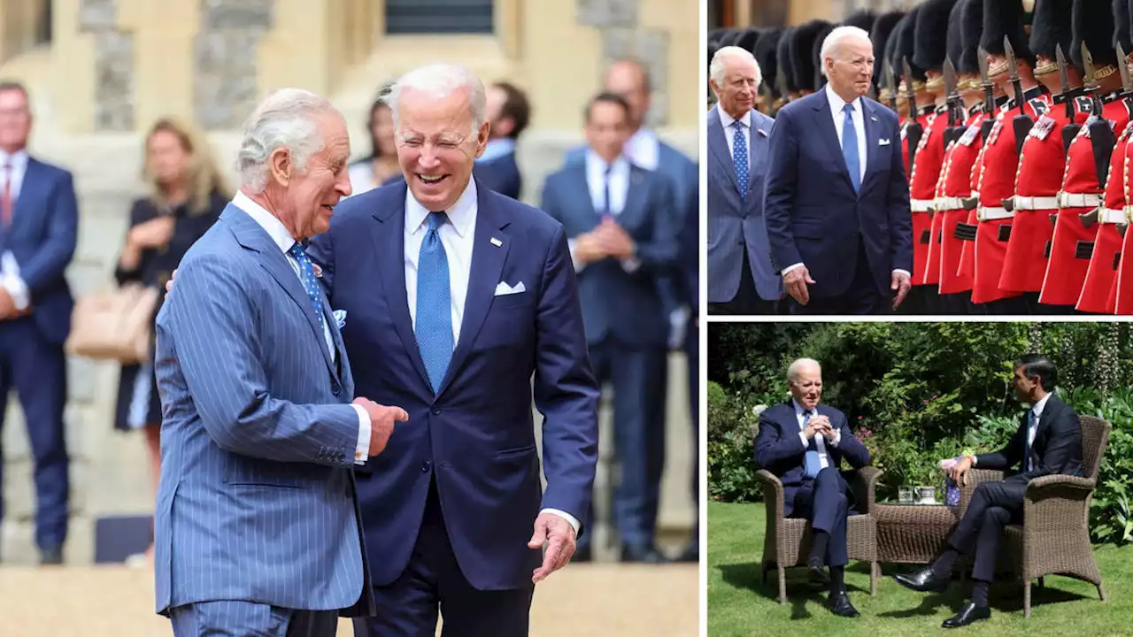 Joe Biden dismisses 'anti-British' claims as he meets King Charles and Rishi Sunak on whistle-stop UK trip