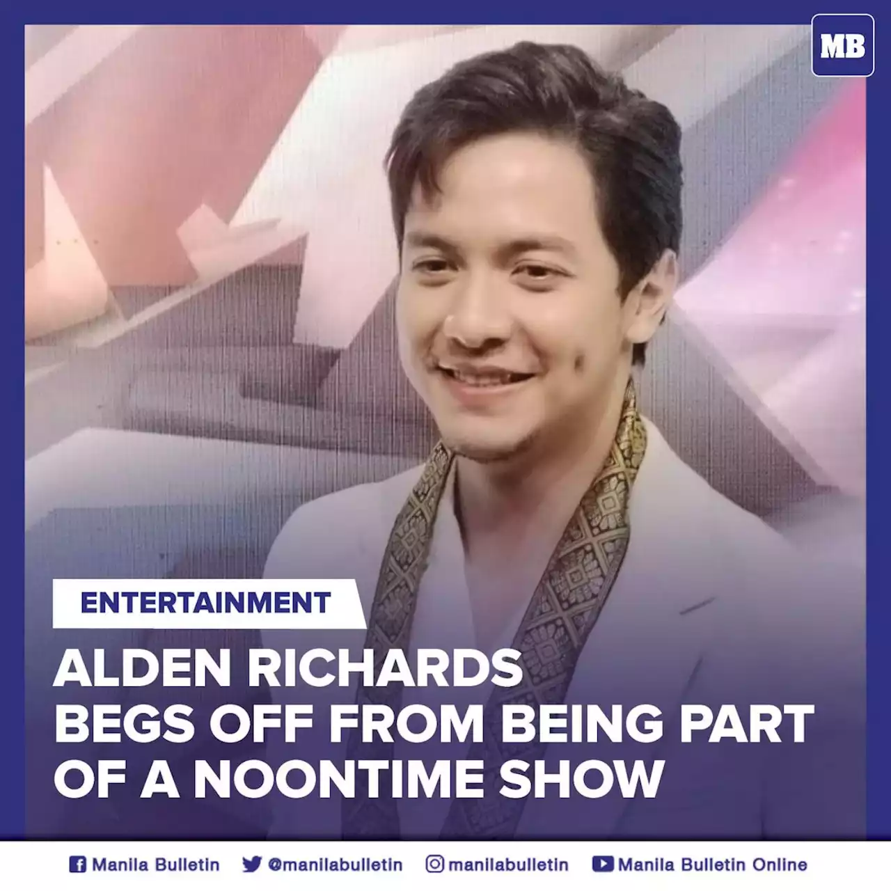 Alden Richards begs off from being part of a noontime show