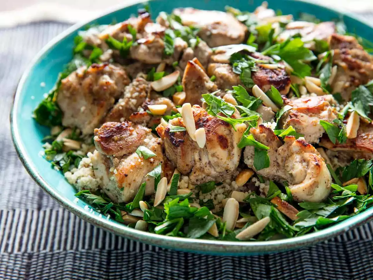 Broiled Tandoori-Style Chicken With Almonds and Couscous Recipe