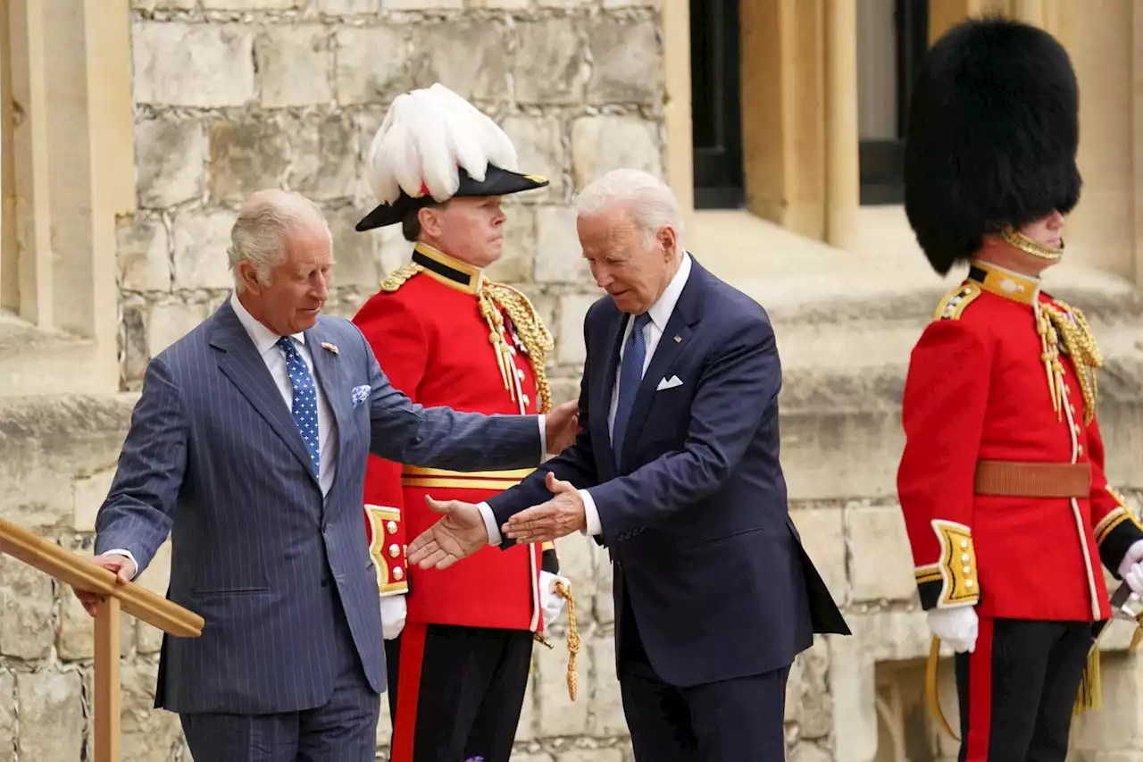 Biden gets royal salute as he greets King Charles after skipping coronation