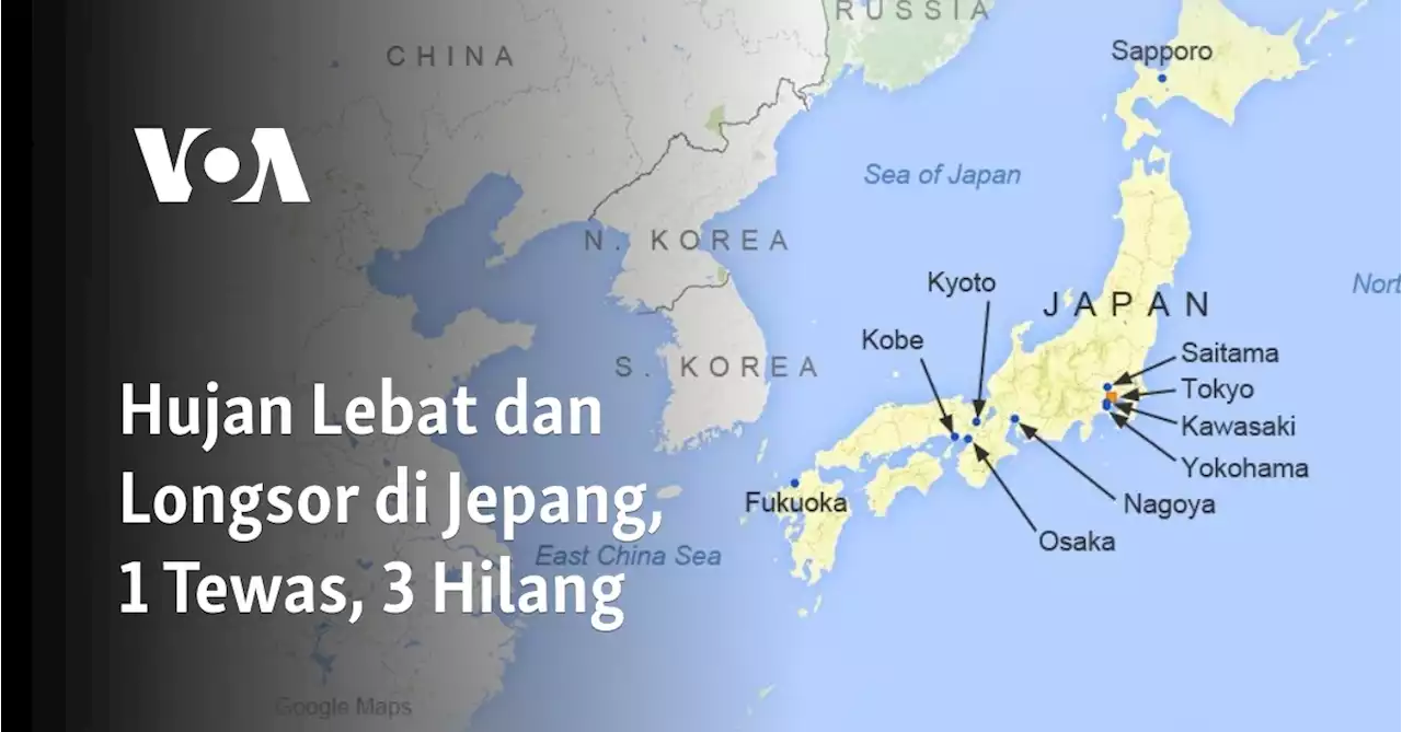 Hujan Lebat dan Longsor di Jepang, 1 Tewas, 3 Hilang