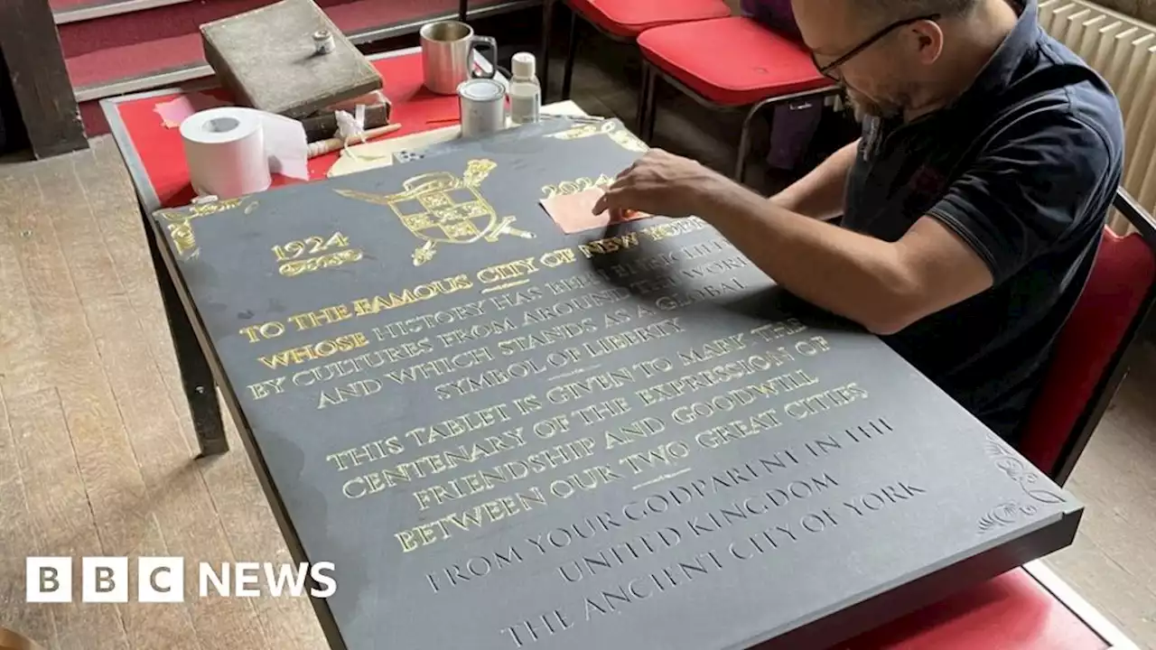 York and New York links celebrated with centenary stone