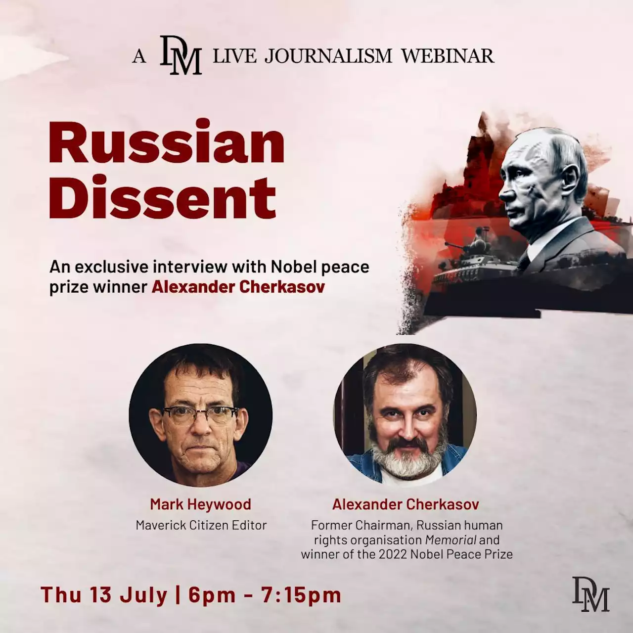 Register for Russian Dissent, an exclusive Daily Maverick live journalism webinar