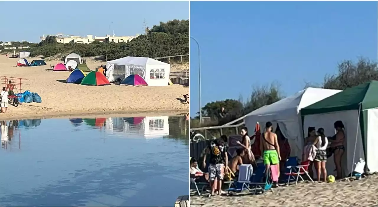 Famiglia barese installa maxi tenda in riva al mare vicino Taranto: rimozione e multa di 500 euro (dopo le proteste)