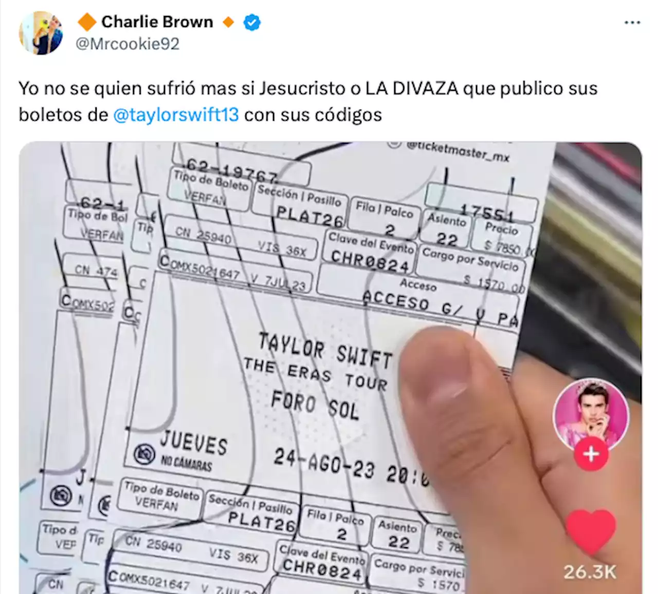 La Divaza presume sus boletos para Taylor Swift