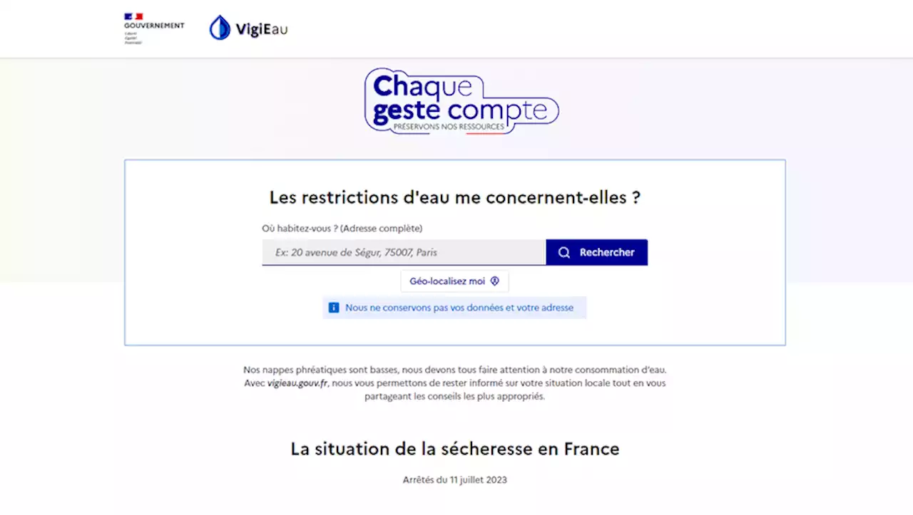 'Vigie Eau' : ce nouvel outil pour connaître les restrictions de sa commune... Comment fonctionne la plateforme ?