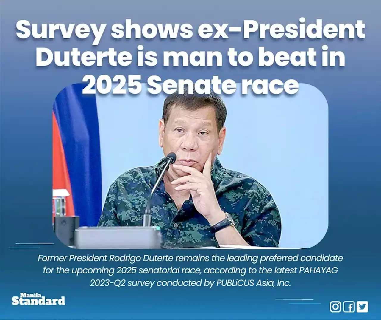 Survey shows ex-President Duterte is man to beat in 2025 Senate race