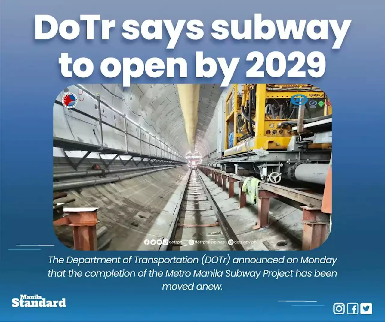 DoTr says subway to open by 2029