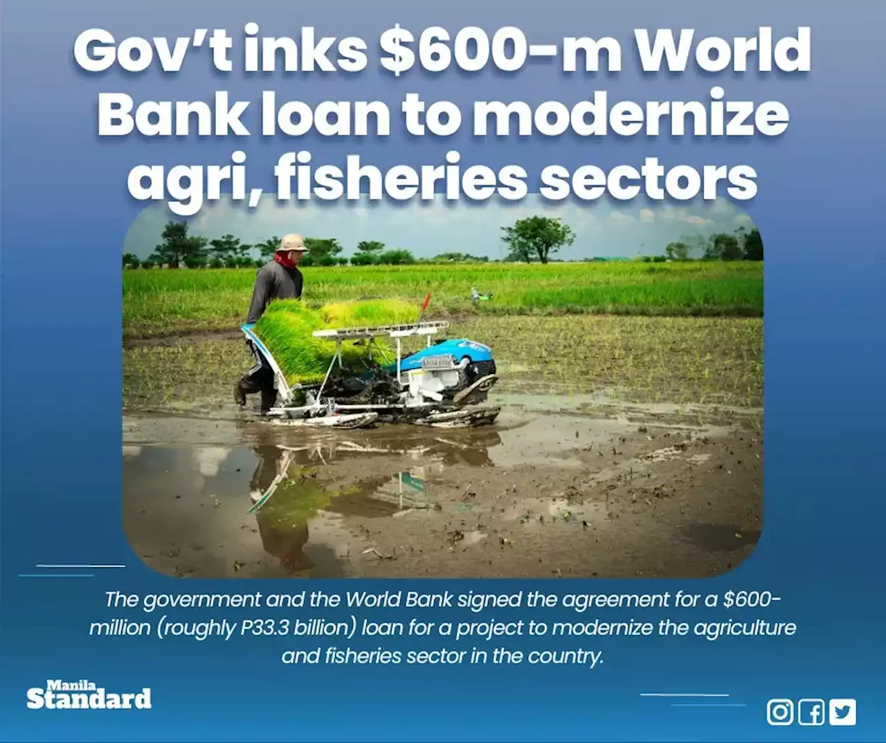 Gov’t inks $600-m World Bank loan to modernize agri, fisheries sectors