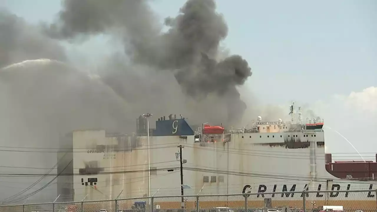 Cargo ship stabilizes, fire under control as Newark readies to bury firefighters