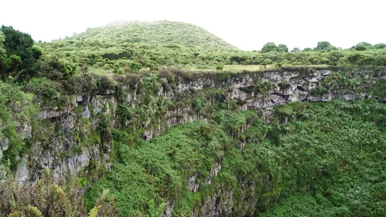 Boy, 8, falls into 328-foot volcanic crater