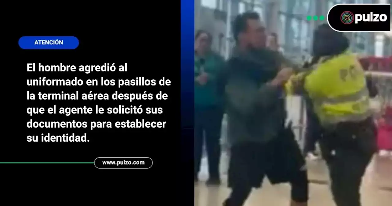 [Video] Turista extranjero en chanclas cogió a golpes a policía en el aeropuerto El Dorado - Pulzo