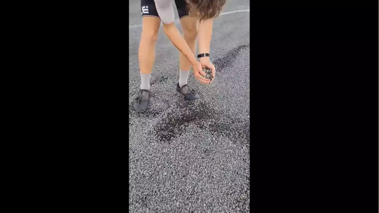 'Embarrassing and dangerous': Cyclists' disbelief at road resurfaced with sea of loose chippings