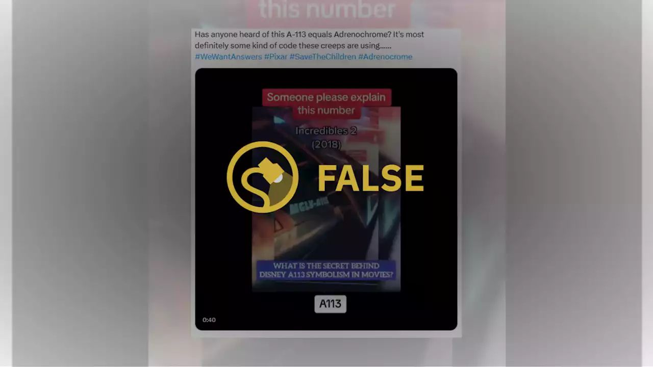 Does the 'A113' Spotted in Pixar Movies Refer to Adrenochrome?