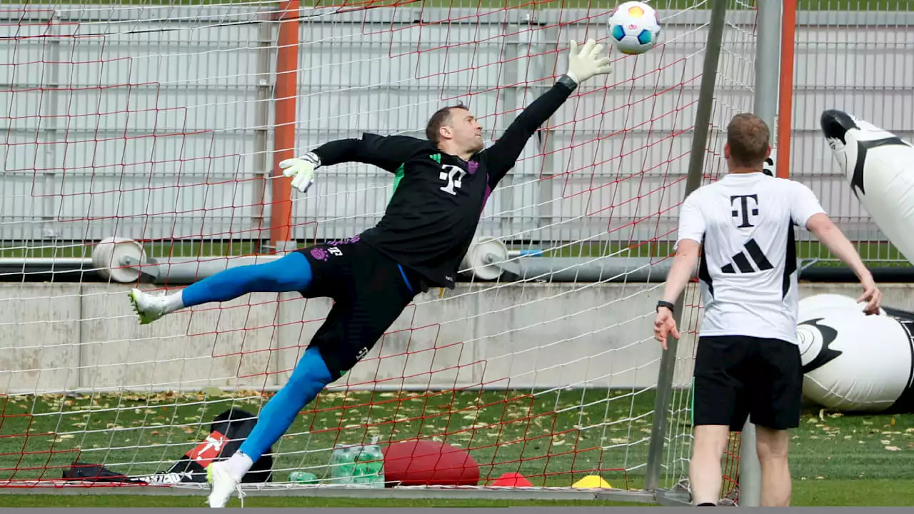 Ex-Präsident schaut beim Training zu: Uli Hoeneß sieht, wie Manuel Neuer fliegt