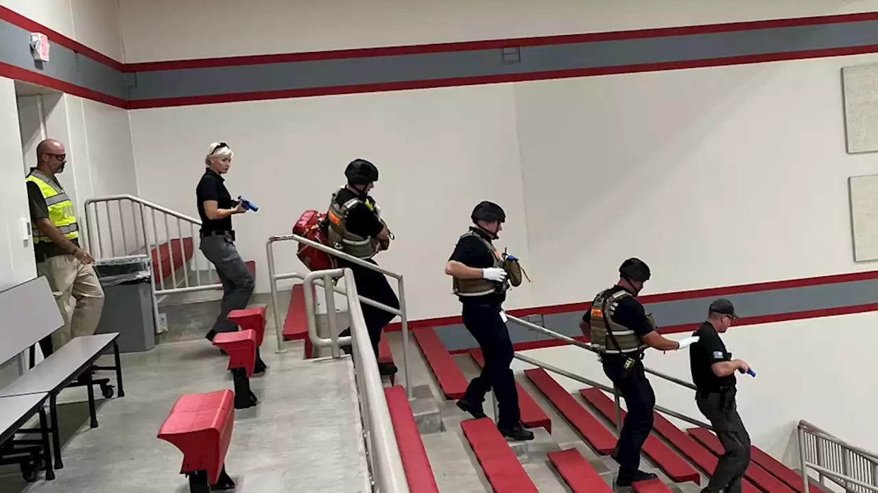 Annual active shooter training held at Bee Cave Middle School by multiple law enforcement