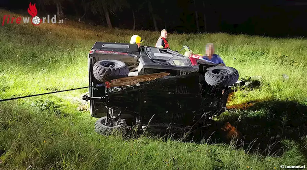 Oö: Auto umgestürzt - Menschenrettung nach schwerem Verkehrsunfall auf Wurzeralm