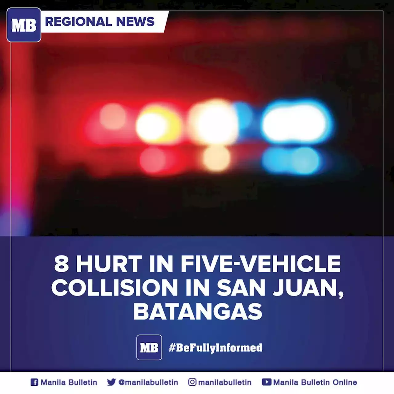 8 hurt in five-vehicle collision in San Juan, Batangas