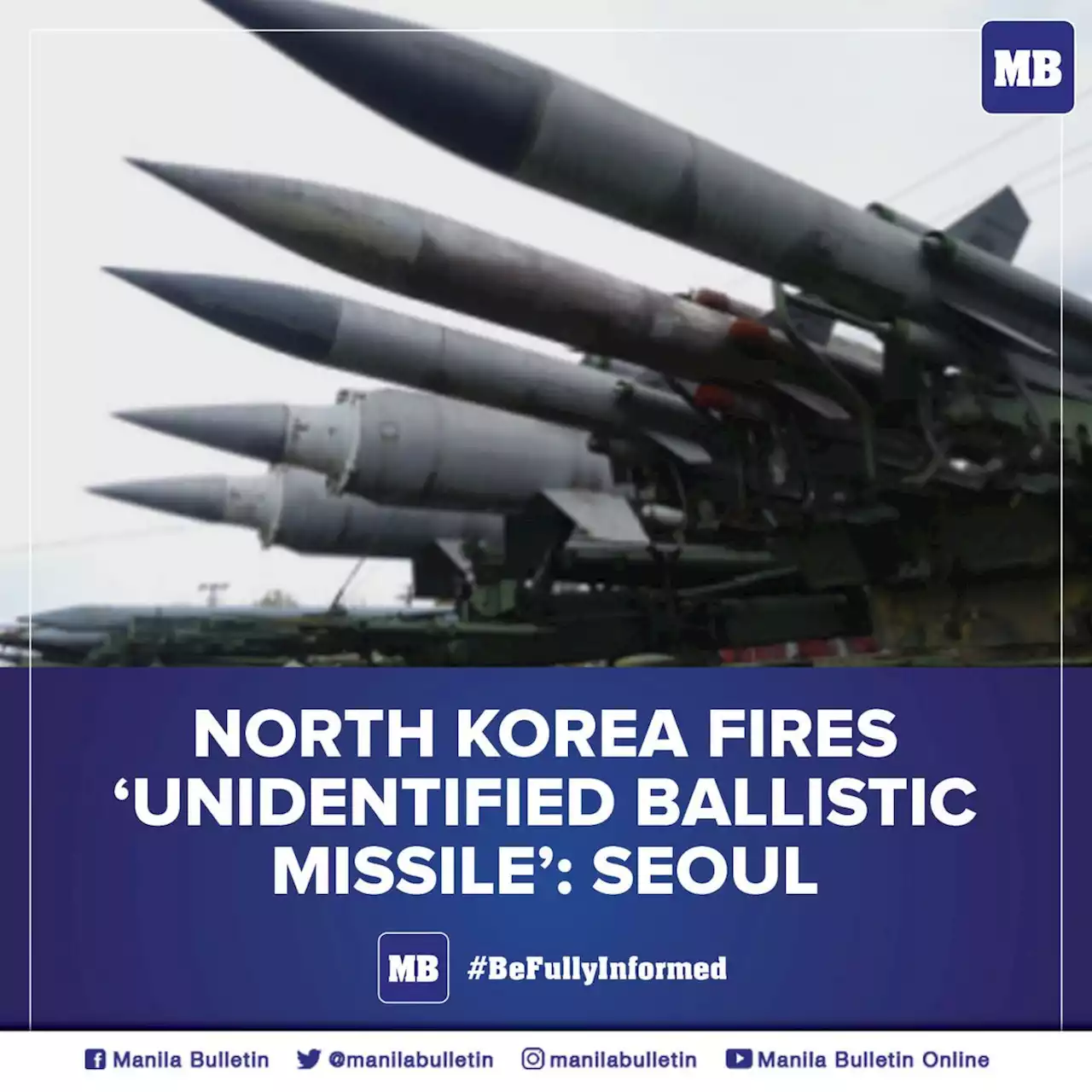 North Korea fires 'unidentified ballistic missile': Seoul