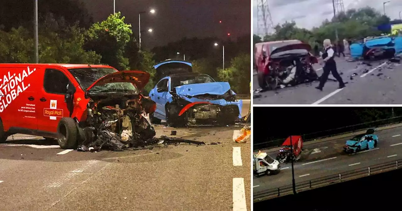 Six injured after crash between Lamborghini and Royal Mail van in London