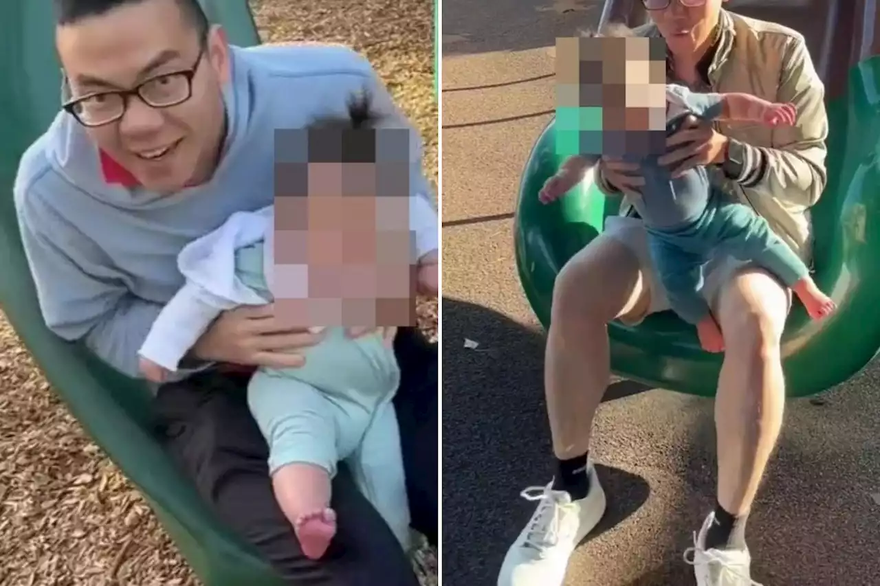 Dad's warning as to why you should NEVER go down a slide with a baby on your lap