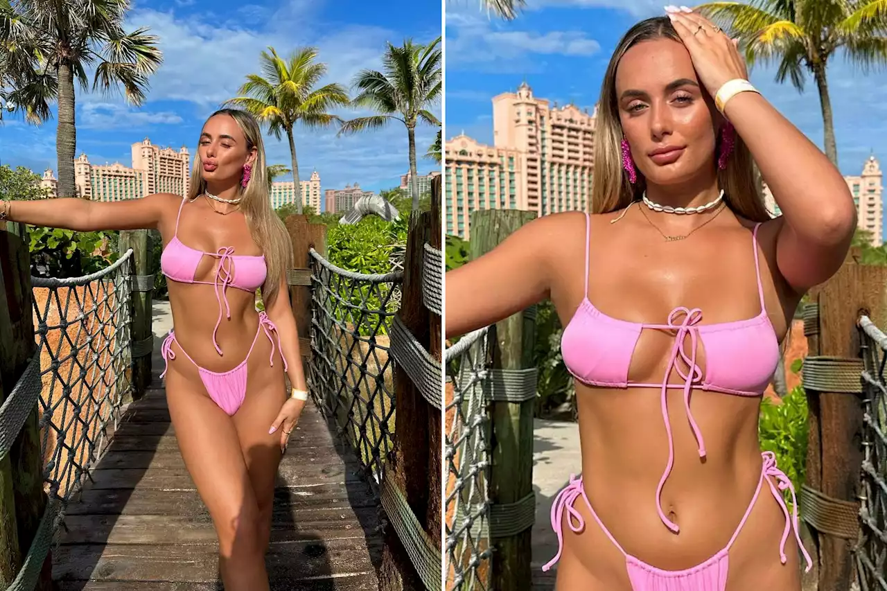 Millie Court looks incredible as she poses in pink bikini after going on holiday eight times this year