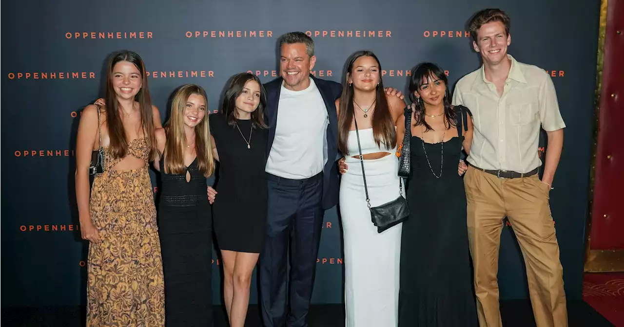 Matt Damon Steps Out With Daughters at 'Oppenheimer' Paris Premiere