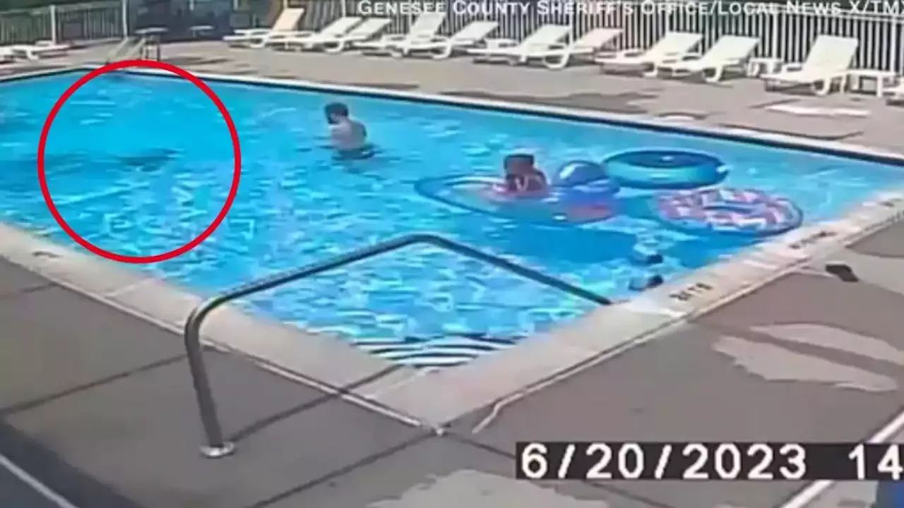 Terrifying Moment Young Boy Almost Drowns In Swimming Pool 0539