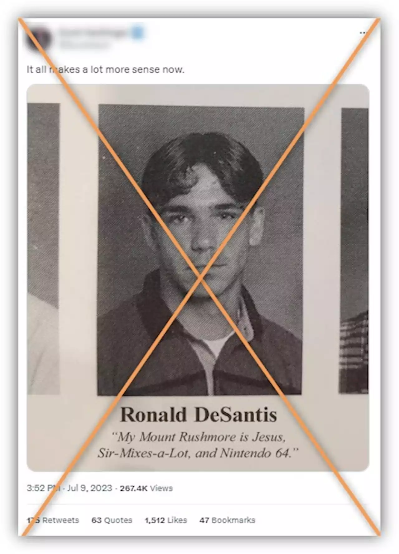 Fake Ron DeSantis yearbook quote spreads online