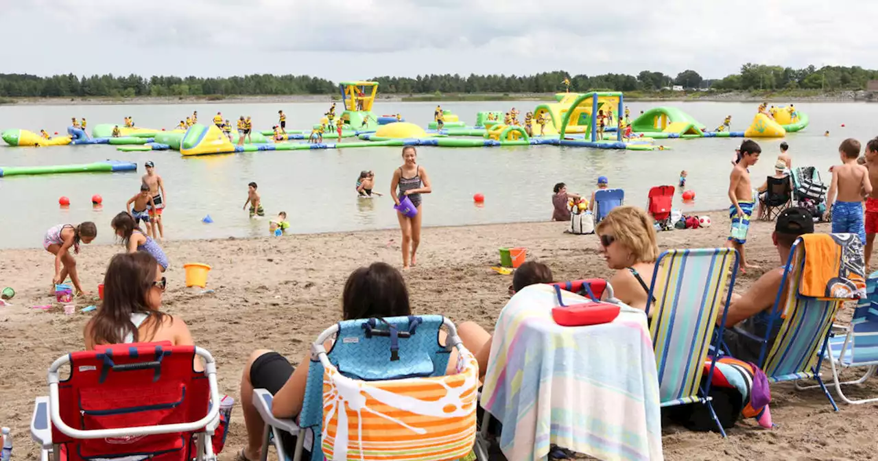 This conservation area in Ontario has a floating water park and sandy beach