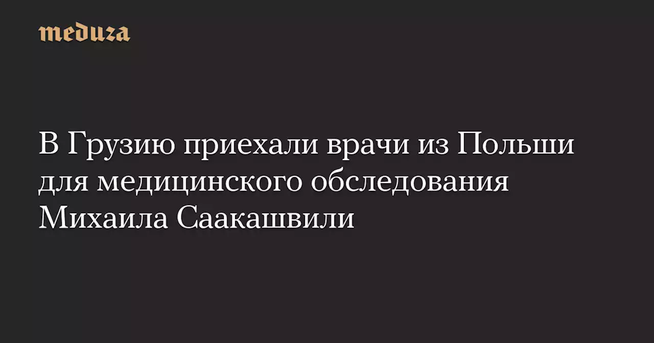 В Грузию приехали врачи из Польши для медицинского обследования Михаила Саакашвили — Meduza