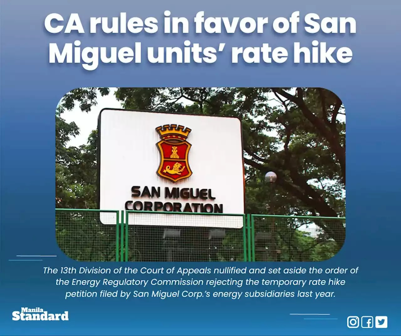 CA rules in favor of San Miguel units’ rate hike