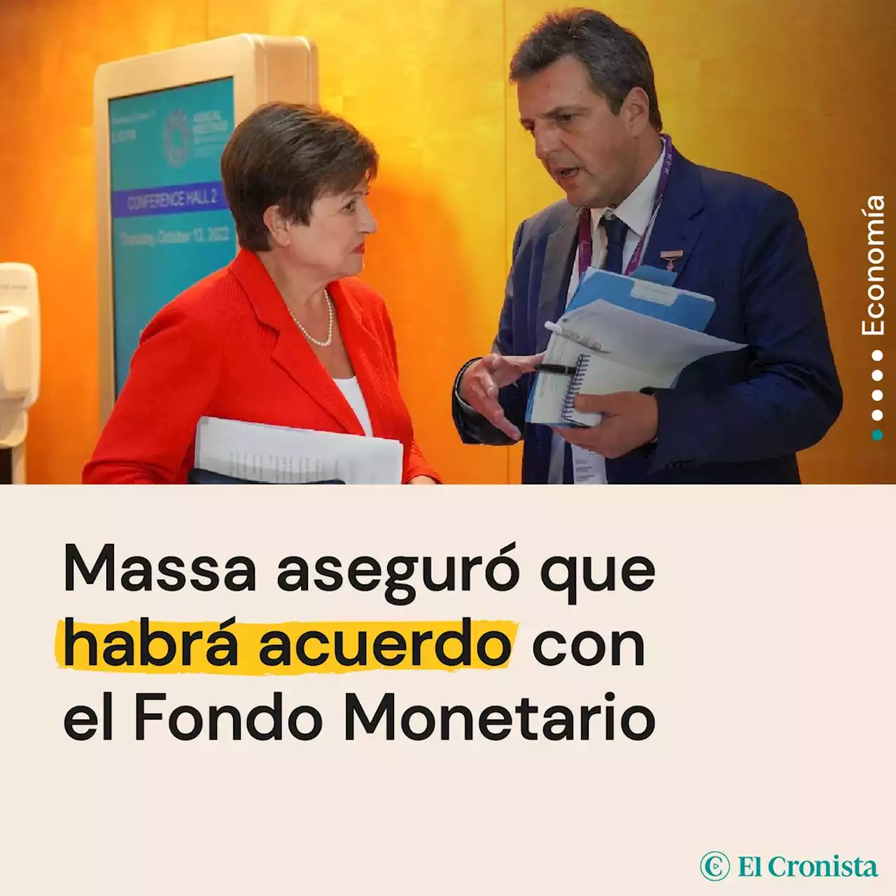 Massa asegur� que habr� acuerdo con el Fondo Monetario