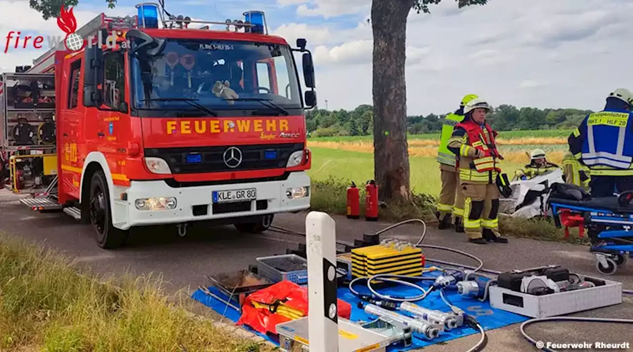 D: Pkw prallt frontal gegen einen Baum