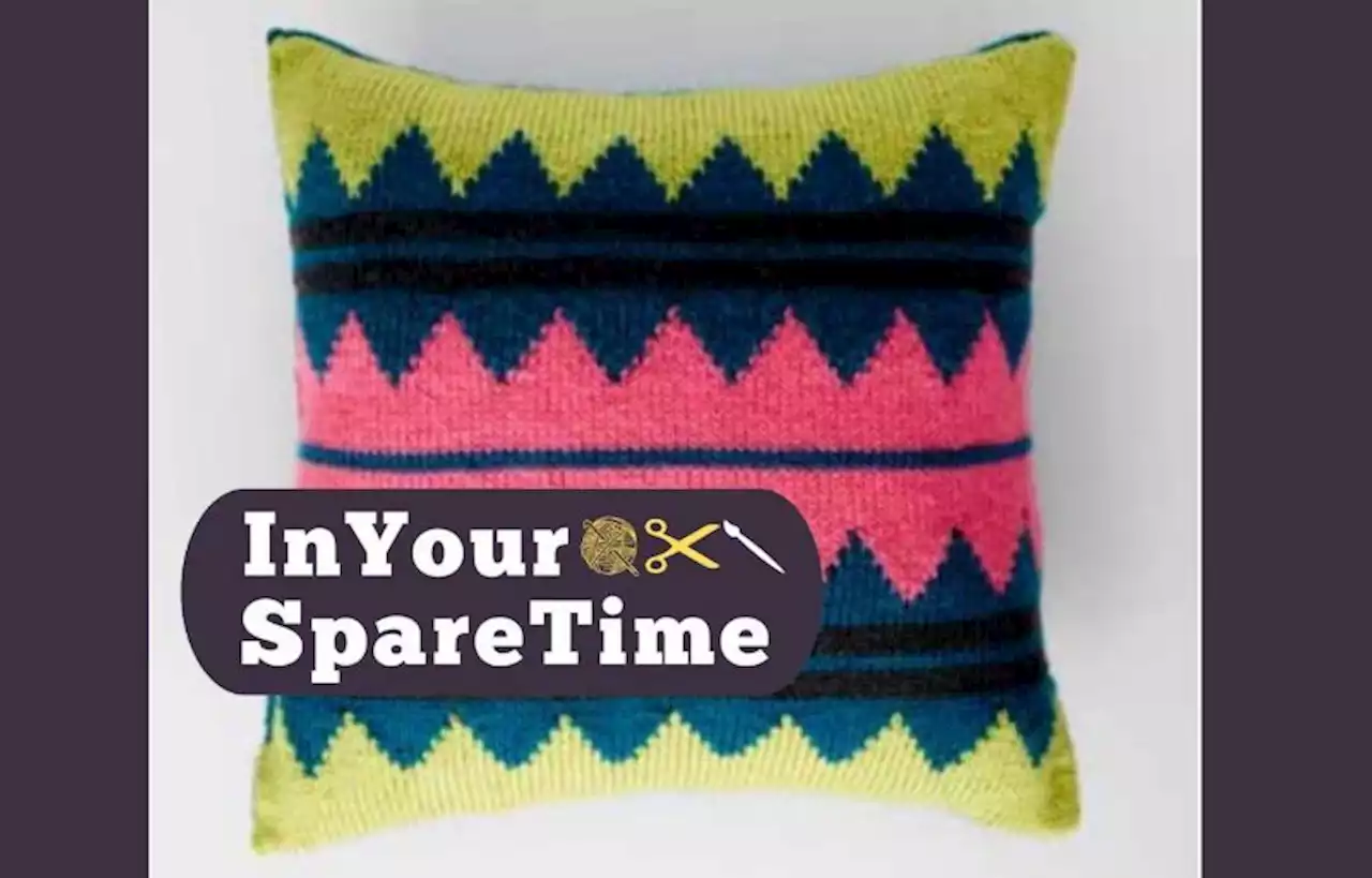 Your free knitting pattern this week is a colourful cushion from Hobbycraft Ideas Hub