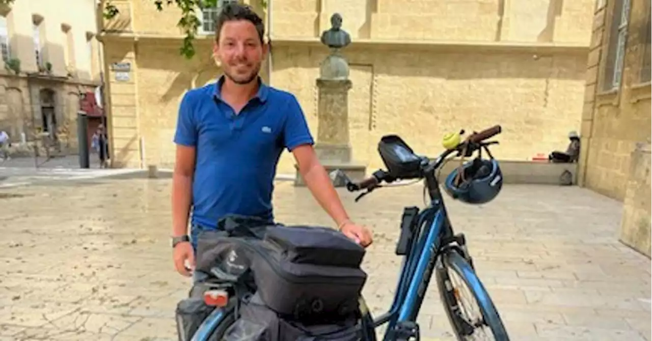 Malvoyant, Frédéric fait le tour de France à vélo électrique et fait étape à Aix