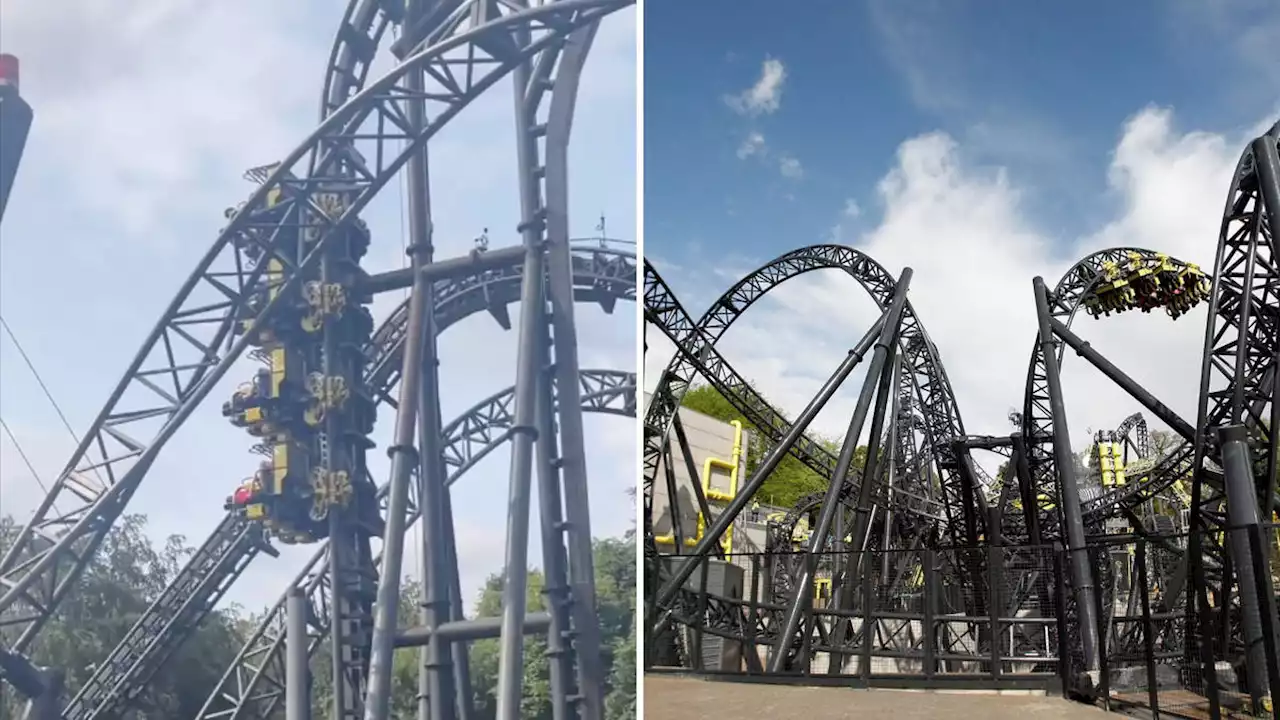 Horrifying moment 100ft Alton Towers rollercoaster breaks down leaving thrill-seekers stuck vertically mid-air