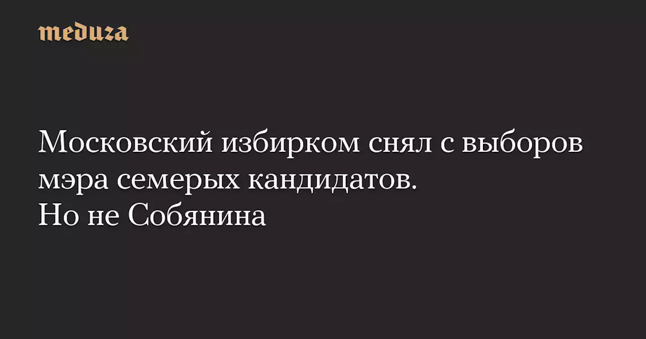 Московский избирком снял с выборов мэра семерых кандидатов. Но не Собянина — Meduza