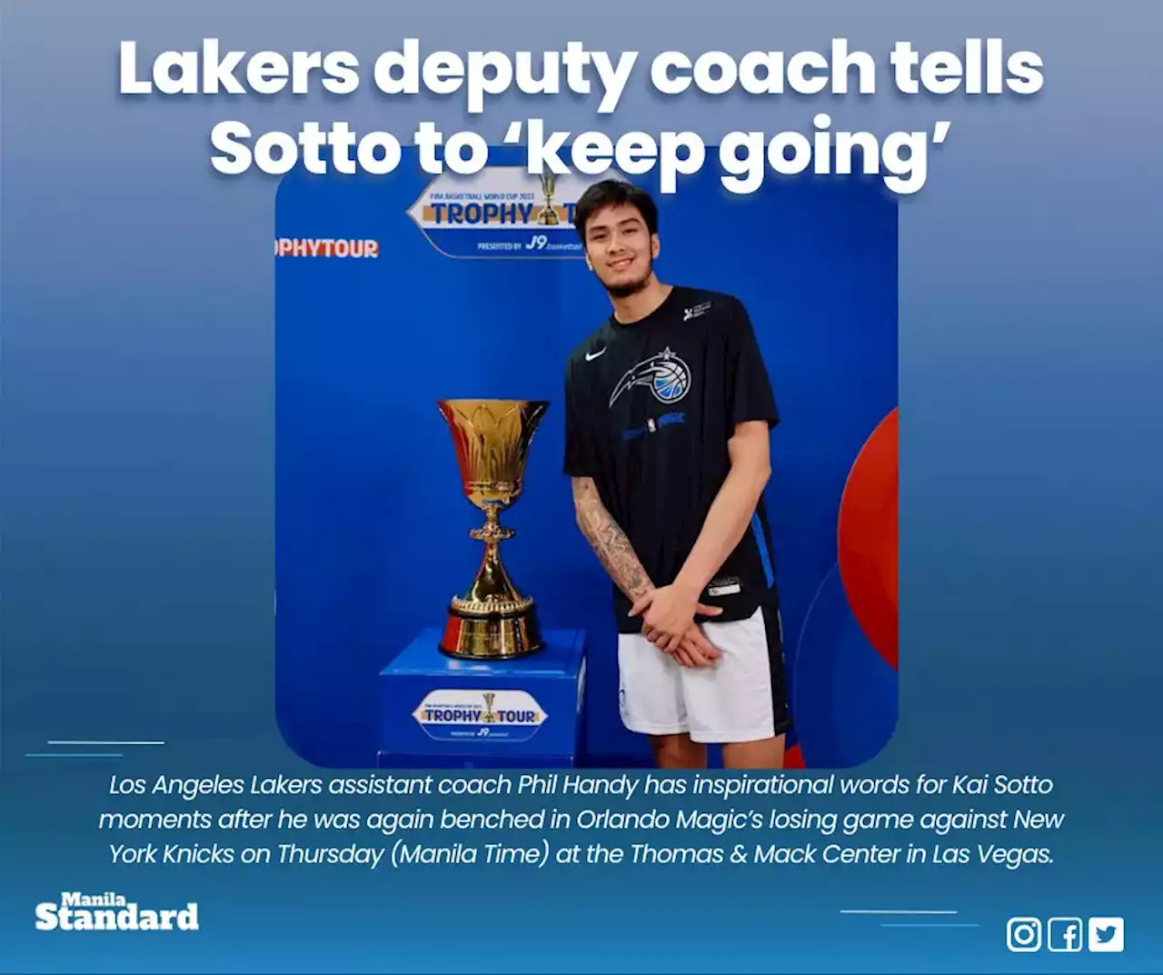 Lakers deputy coach tells Sotto to ‘keep going’