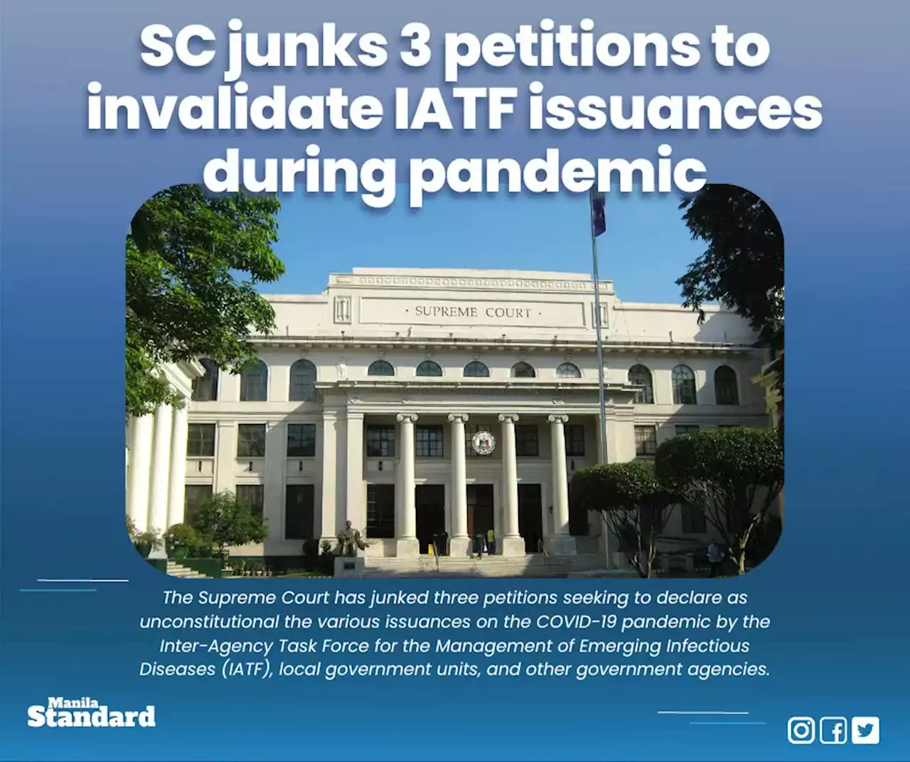 SC junks 3 petitions to invalidate IATF issuances during pandemic