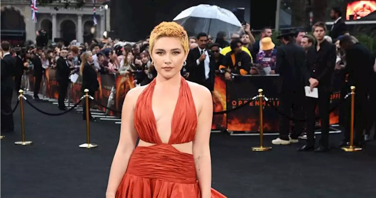 Florence Pugh Commands the ‘Oppenheimer’ Red Carpet in Rust-orange Valentino Dress at London Premiere